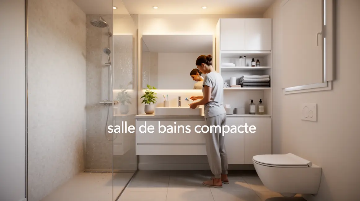 Salle de bains compacte moderne éléments fonctionnels