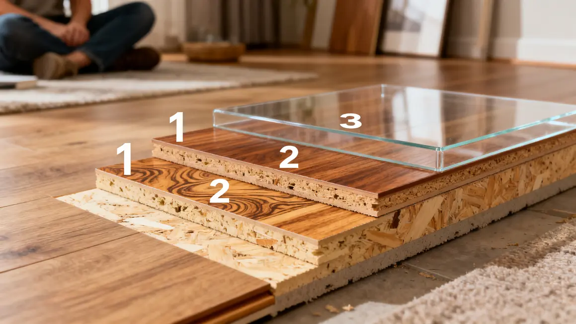 sol stratifié : guide pratique pour bien commencer 3 sol stratifié coupe trois couches HDF décor protecteur