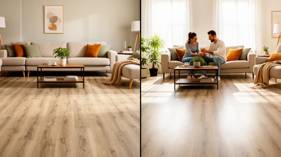 sol stratifié : guide pratique pour bien commencer en petit budget 2 vue avant apres relooking sol stratifie bois clair