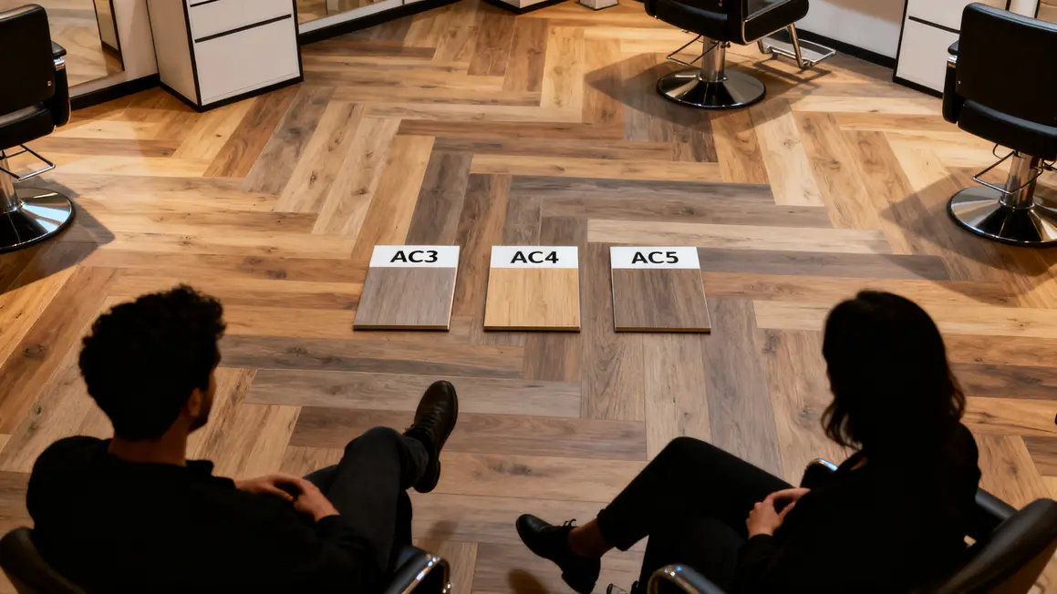 sol stratifié : bonnes pratiques pour un résultat durable en petit budget 3 sol stratifié salon AC3 AC4 AC5