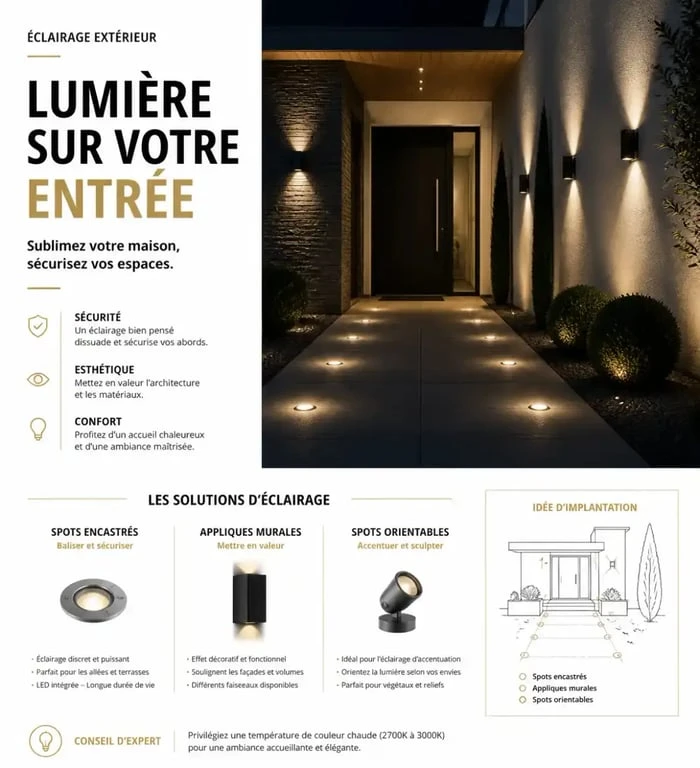 Éclairage extérieur pour une entrée de maison originale