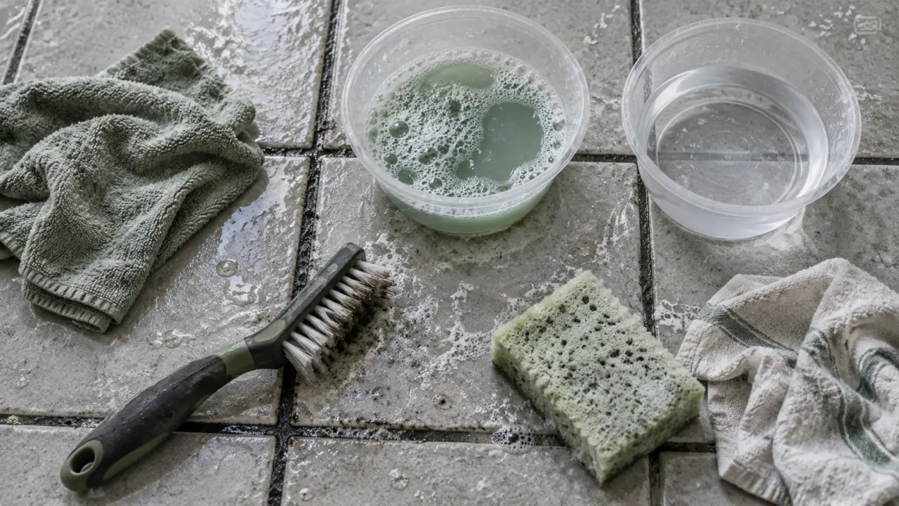 Nettoyage de joint de carrelage : enlever le noir sans creuser, brosse et éponge